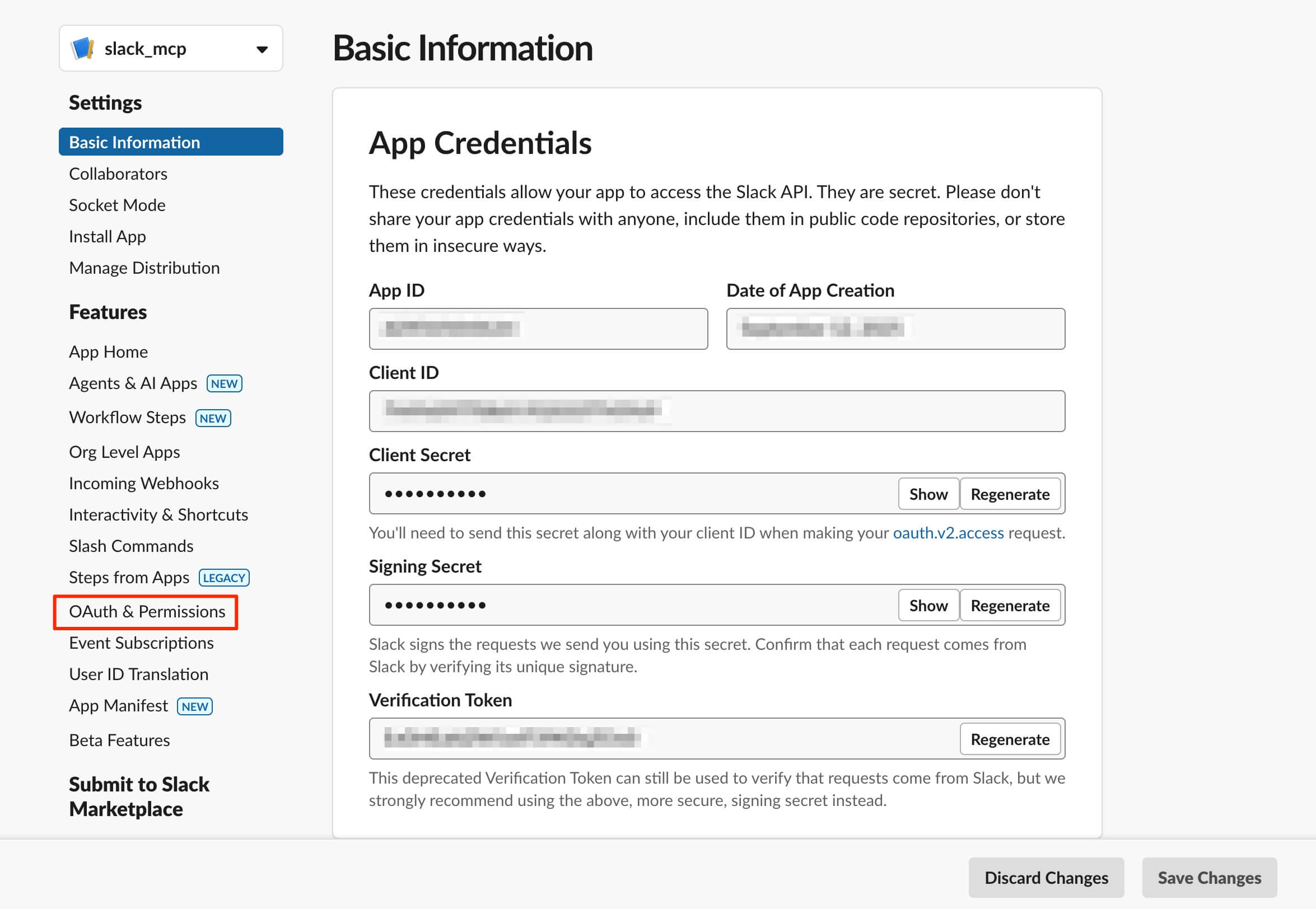 OAuth & Permissions